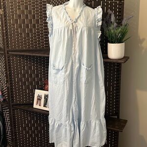 True Colors Nightgown PJs Womens 1X Plus Blue Ruffle Country light blue
